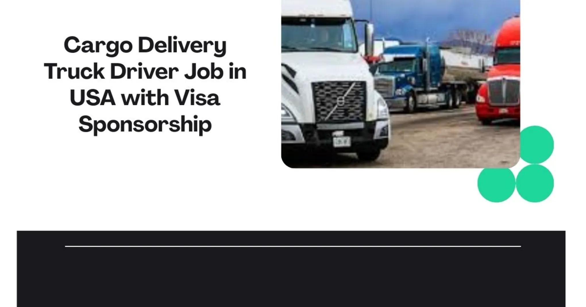 Cargo Delivery Truck Driver Job in USA